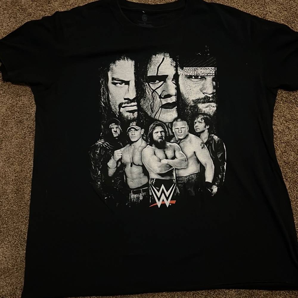 black and white wwe shirt